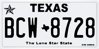 TX license plate BCW8728