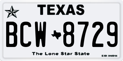 TX license plate BCW8729