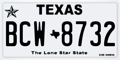 TX license plate BCW8732