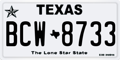 TX license plate BCW8733