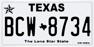 TX license plate BCW8734