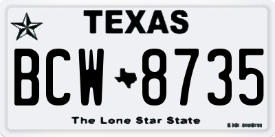 TX license plate BCW8735