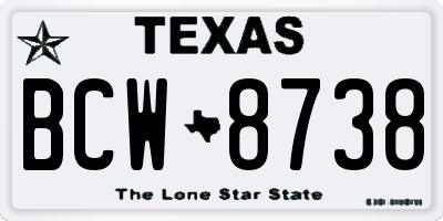 TX license plate BCW8738