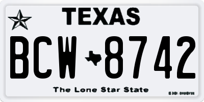 TX license plate BCW8742