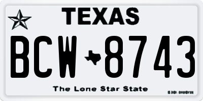 TX license plate BCW8743