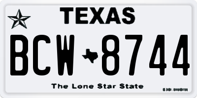 TX license plate BCW8744