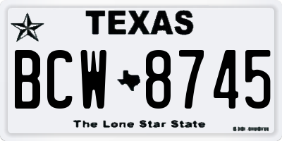 TX license plate BCW8745