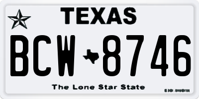TX license plate BCW8746