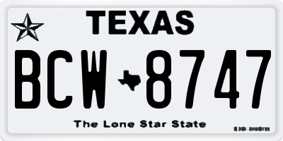 TX license plate BCW8747
