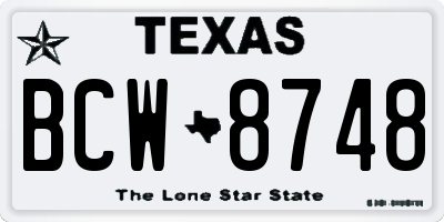 TX license plate BCW8748