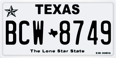 TX license plate BCW8749