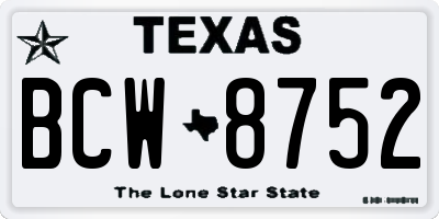 TX license plate BCW8752