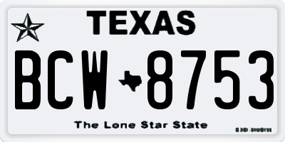 TX license plate BCW8753