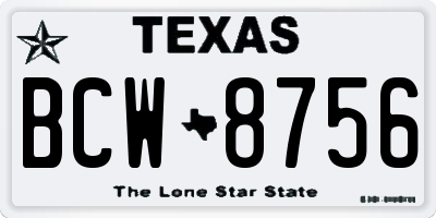 TX license plate BCW8756