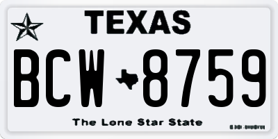TX license plate BCW8759