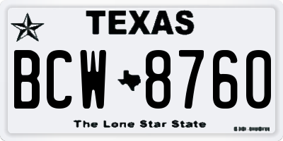TX license plate BCW8760