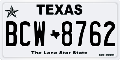 TX license plate BCW8762
