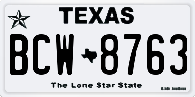 TX license plate BCW8763