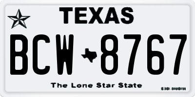 TX license plate BCW8767