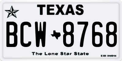 TX license plate BCW8768