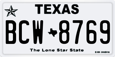 TX license plate BCW8769
