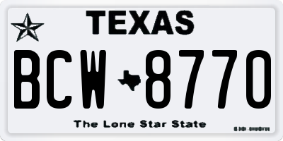 TX license plate BCW8770