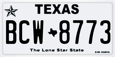 TX license plate BCW8773