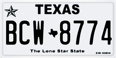 TX license plate BCW8774