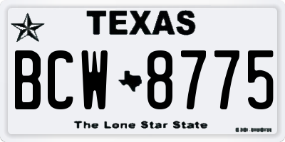 TX license plate BCW8775