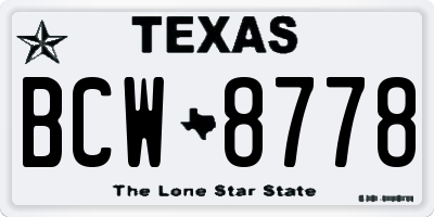 TX license plate BCW8778