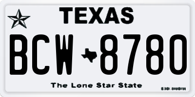TX license plate BCW8780