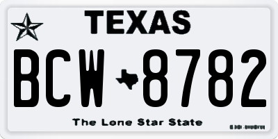 TX license plate BCW8782