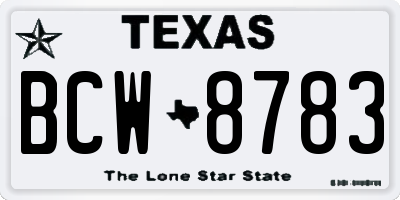 TX license plate BCW8783