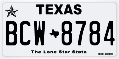 TX license plate BCW8784