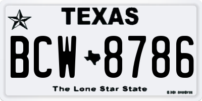 TX license plate BCW8786