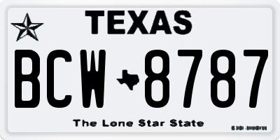 TX license plate BCW8787