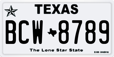 TX license plate BCW8789