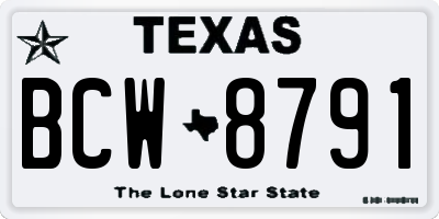 TX license plate BCW8791