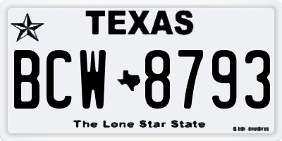 TX license plate BCW8793