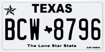 TX license plate BCW8796