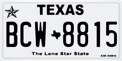 TX license plate BCW8815