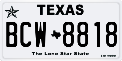 TX license plate BCW8818