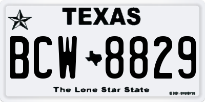 TX license plate BCW8829