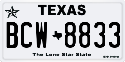 TX license plate BCW8833
