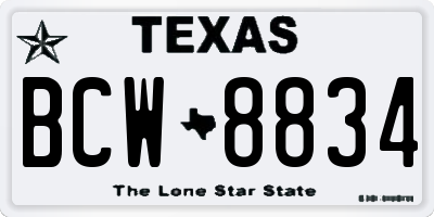 TX license plate BCW8834