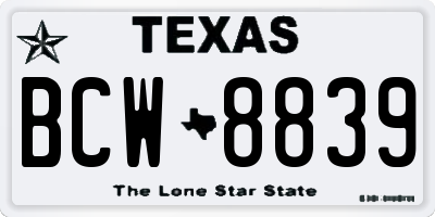 TX license plate BCW8839