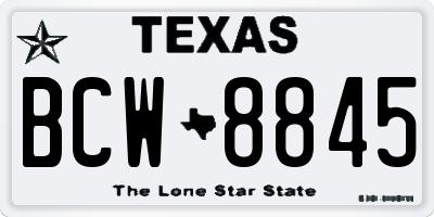 TX license plate BCW8845