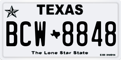 TX license plate BCW8848