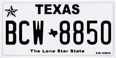 TX license plate BCW8850