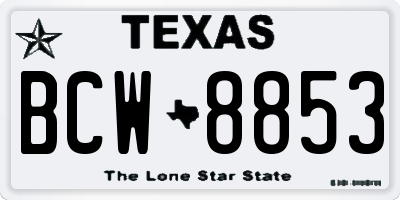 TX license plate BCW8853